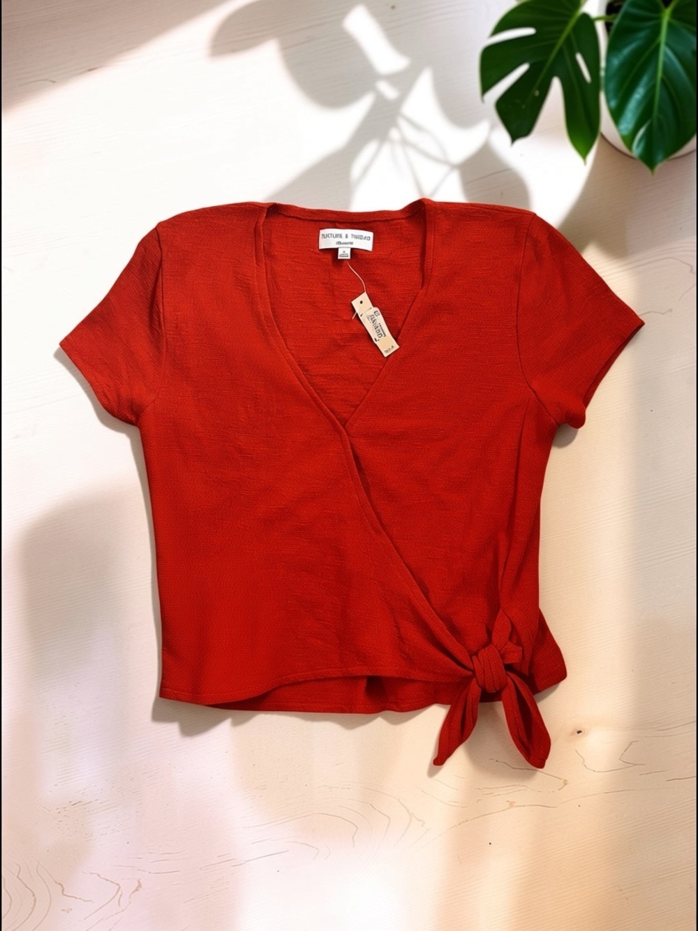 Madewell Red Short-Sleeve Wrap Tie Tee